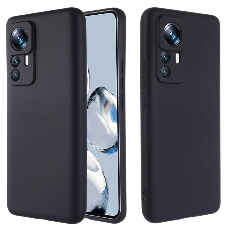 For Xiaomi 12T 5G / Redmi K50 Ultra 5G Liquid Silicone Phone Case Drop-proof Smartphone Protective Cover with Strap - Black