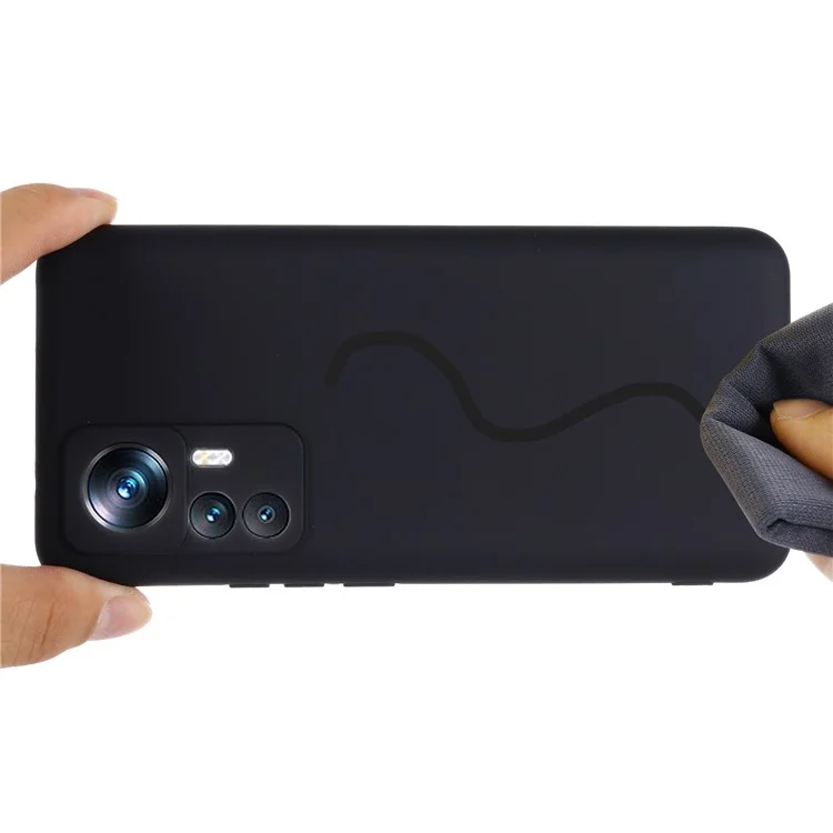 For Xiaomi 12T 5G / Redmi K50 Ultra 5G Liquid Silicone Phone Case Drop-proof Smartphone Protective Cover with Strap - Black