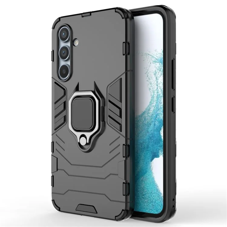 Pour Samsung Galaxy A54 5G Ring Kickstand Phone Cover Hard PC + Soft TPU Shockproof Smartphone Case - Noir