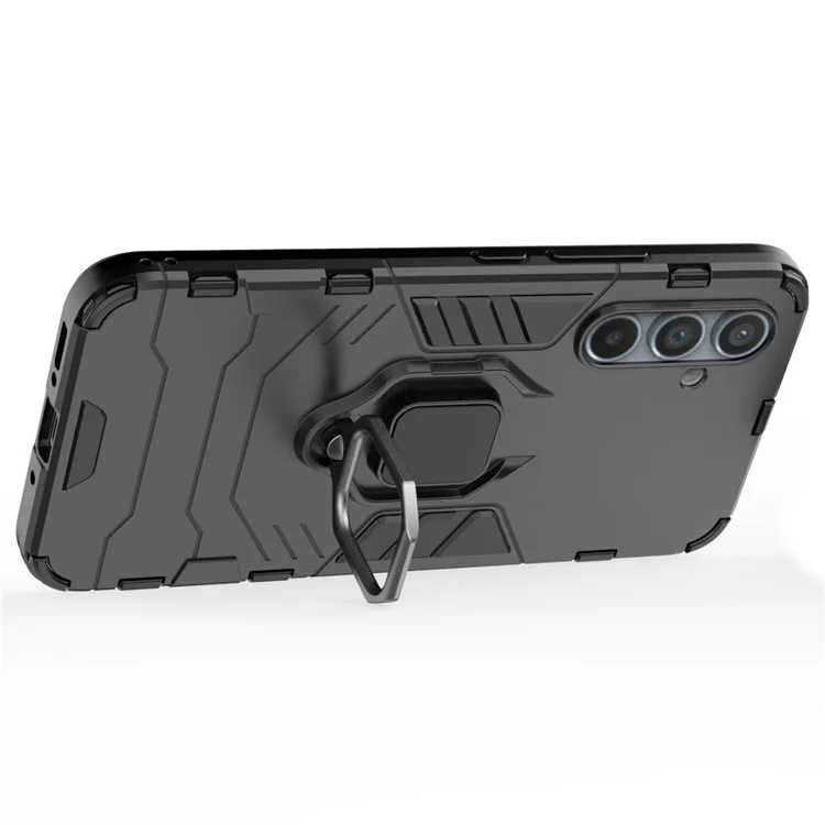 Pour Samsung Galaxy A54 5G Ring Kickstand Phone Cover Hard PC + Soft TPU Shockproof Smartphone Case - Noir