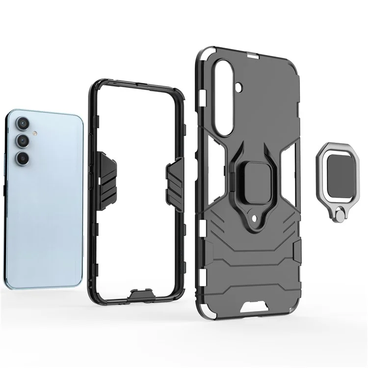 Pour Samsung Galaxy A54 5G Ring Kickstand Phone Cover Hard PC + Soft TPU Shockproof Smartphone Case - Noir
