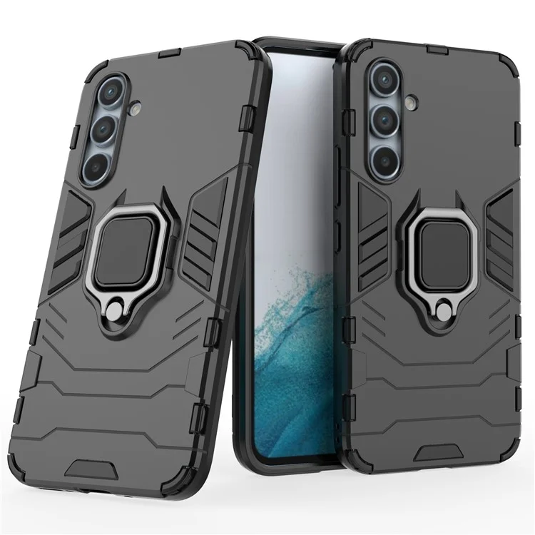 Pour Samsung Galaxy A54 5G Ring Kickstand Phone Cover Hard PC + Soft TPU Shockproof Smartphone Case - Noir