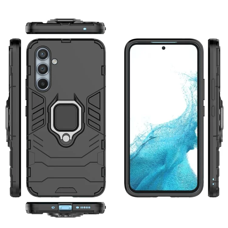 Pour Samsung Galaxy A54 5G Ring Kickstand Phone Cover Hard PC + Soft TPU Shockproof Smartphone Case - Noir