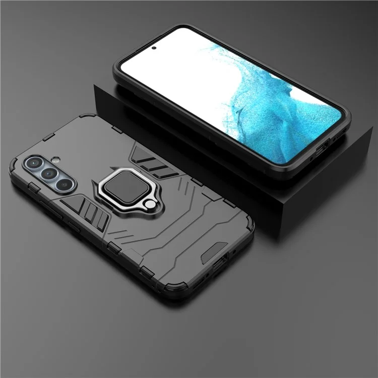 Pour Samsung Galaxy A54 5G Ring Kickstand Phone Cover Hard PC + Soft TPU Shockproof Smartphone Case - Noir