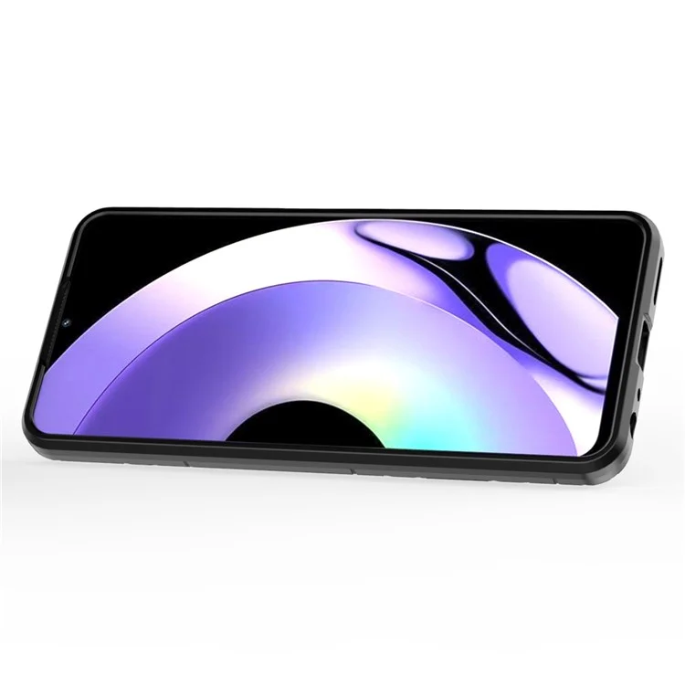 Pour Realme 10 Pro 5G Ring Kickstand Shock Absorption Cell Telephone Case Hard pc + Soft TPU Protective Cover - le Noir