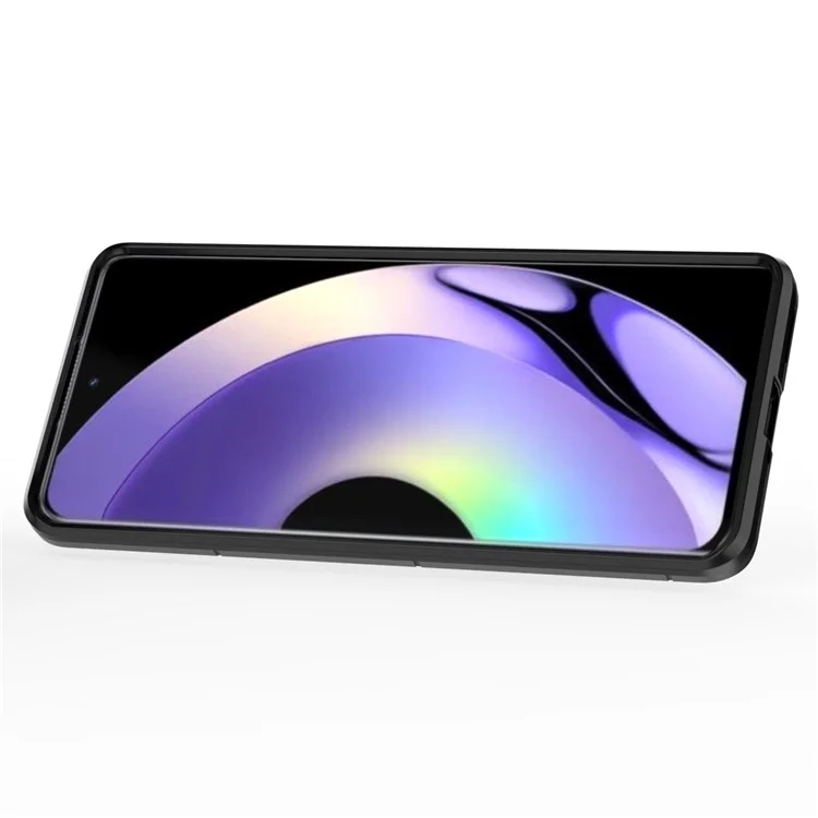 Für Realme 10 Pro+ 5G Ring Kickstand Phone Hülle Drop-of-pc+ Tpu Hybrid-abdeckung - Schwarz