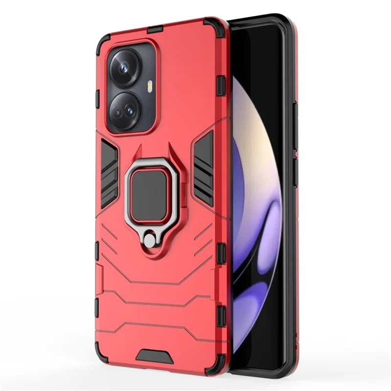 Para Realme 10 Pro+ 5g Ring Kickstand Caixa de Telefone Pc+ Tpu Top Top Top Cover - Vermelho
