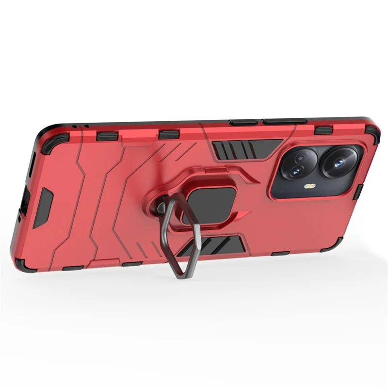 Para Realme 10 Pro+ 5g Ring Kickstand Caixa de Telefone Pc+ Tpu Top Top Top Cover - Vermelho