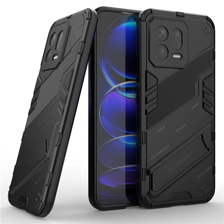 Чехол для телефона с подставкой для Xiaomi 13 5G, прочный гибридный чехол из твердого поликарбоната и мягкого ТПУ - черный