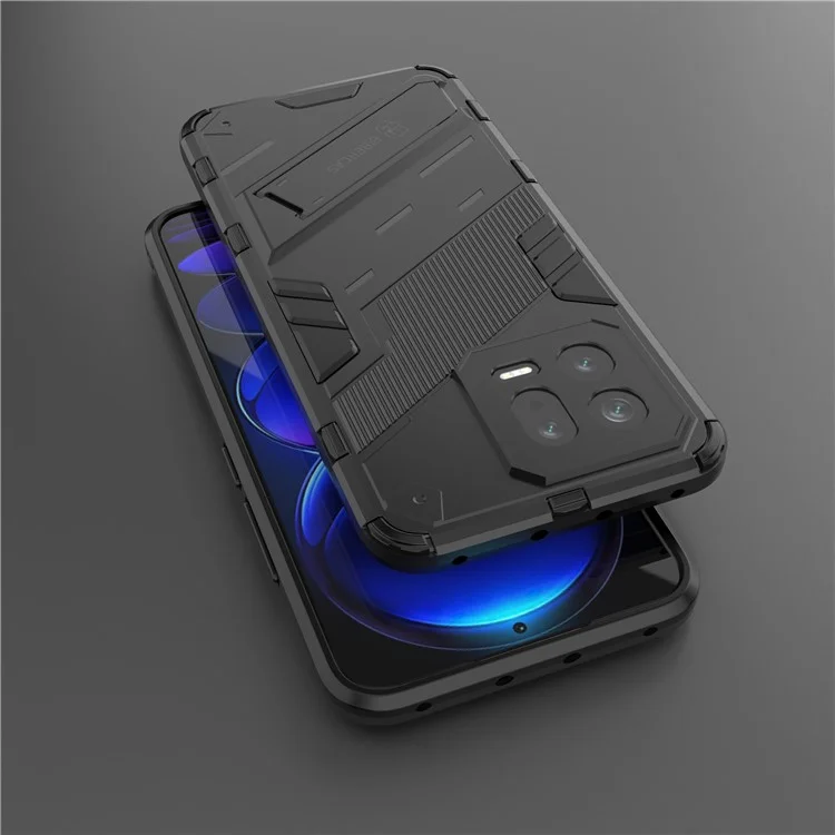 Чехол для телефона с подставкой для Xiaomi 13 5G, прочный гибридный чехол из твердого поликарбоната и мягкого ТПУ - черный