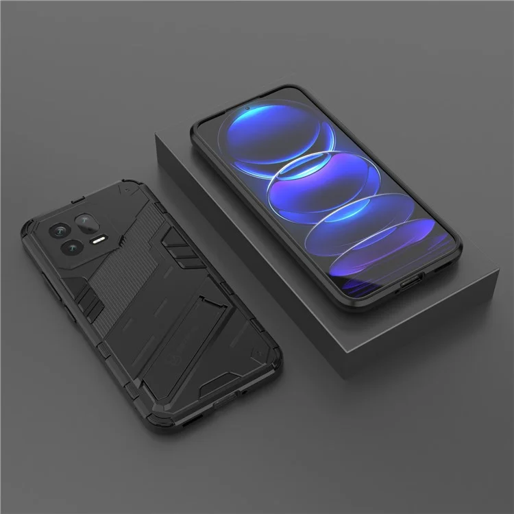 Чехол для телефона с подставкой для Xiaomi 13 5G, прочный гибридный чехол из твердого поликарбоната и мягкого ТПУ - черный
