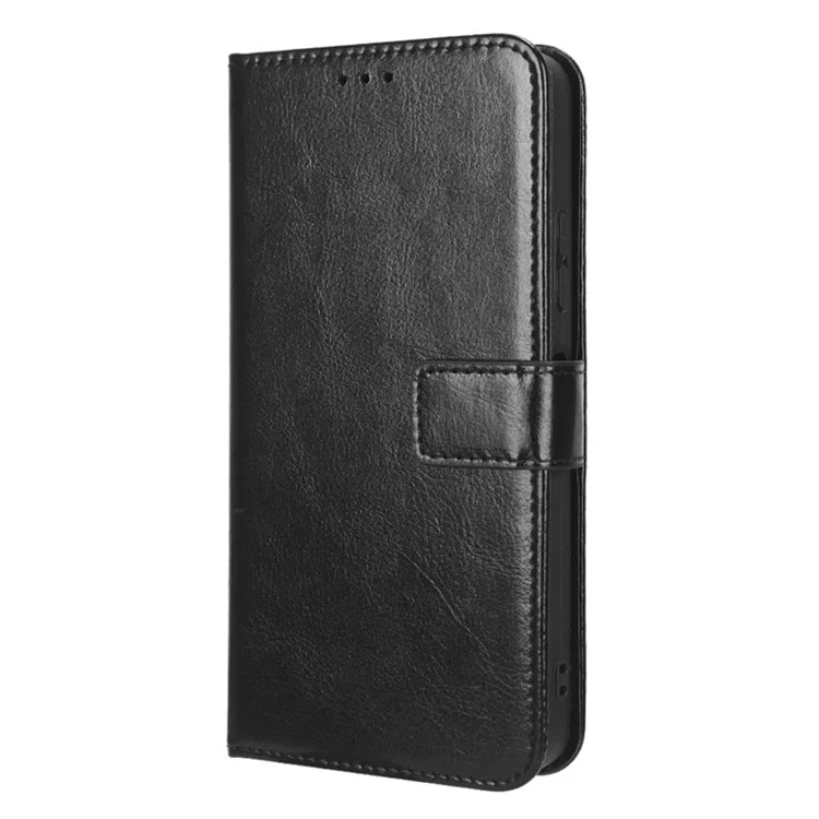 Para Huawei Nova Y61 4G / Disfrute de 50z 4G pu de Cuero PU de Gota Caja de Teléfono Loco Crazy Horse Texture Stand Magnetic Telep With Strap - Negro
