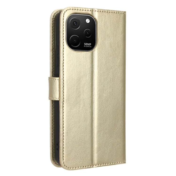 Для Huawei Nova Y61 4G / Наслаждайтесь 50z 4g-защищенным от Кожаного Телефона PU Creck Crease Crazy Horse Texture Skellet Magnetic Phone Cover с Ремешком - Золото