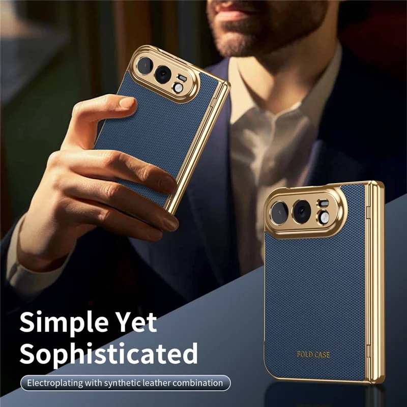 For iPhone Duo Case PU Leather Coated PC Phone Cover with Tempered Glass Screen Protector - Blue