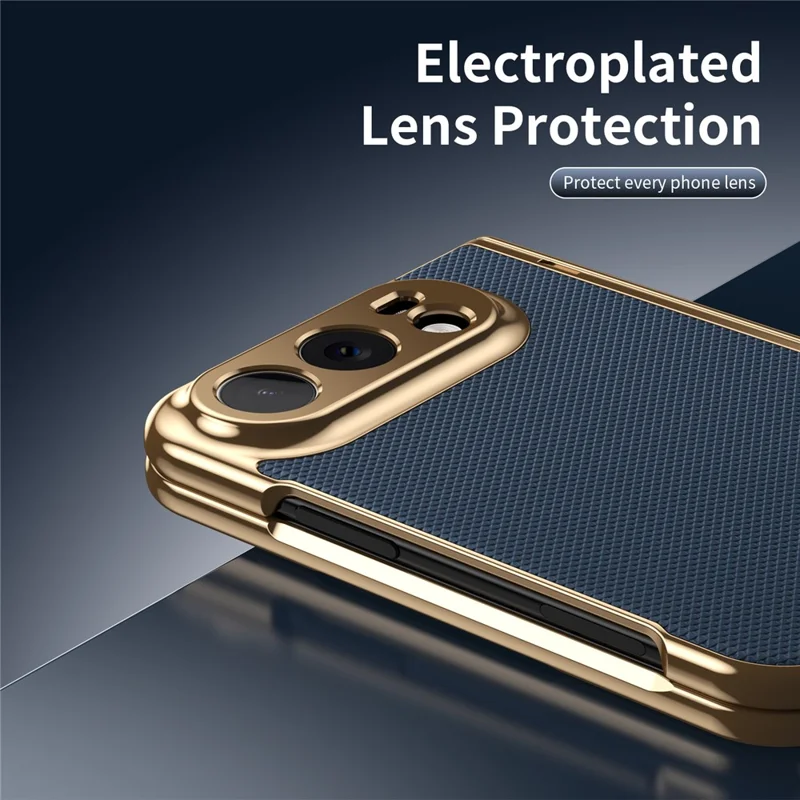 For iPhone Duo Case PU Leather Coated PC Phone Cover with Tempered Glass Screen Protector - Blue