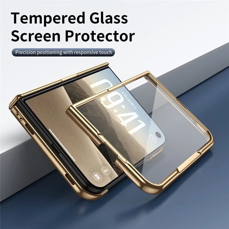 For iPhone Duo Case PU Leather Coated PC Phone Cover with Tempered Glass Screen Protector - Blue