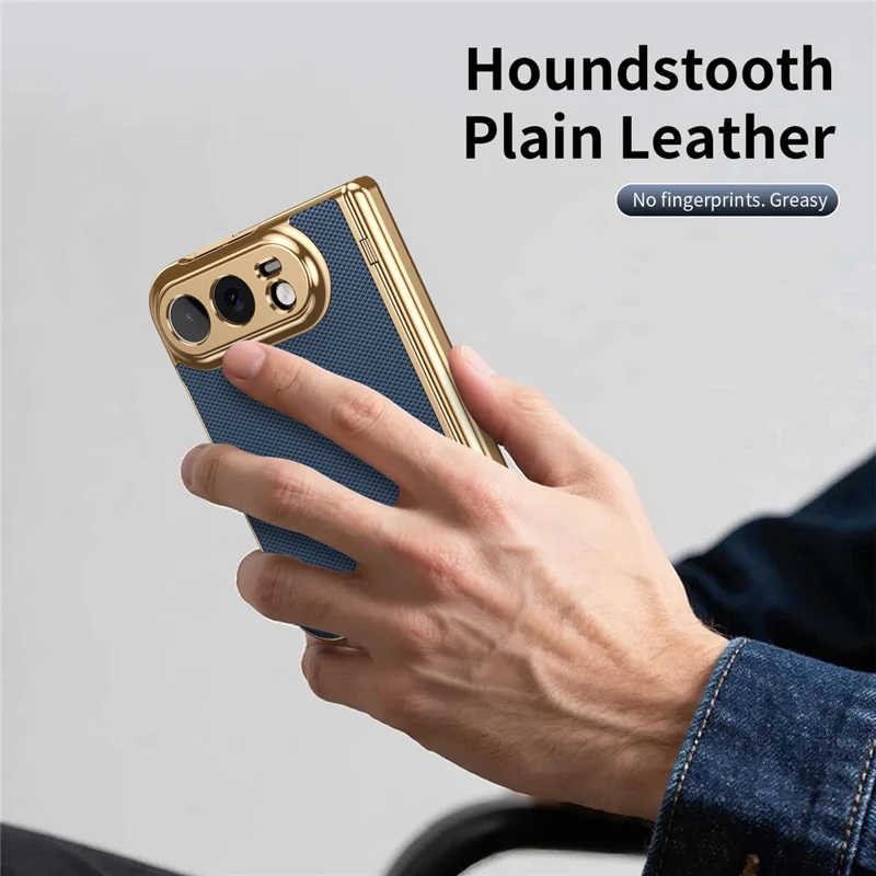 For iPhone Duo Case PU Leather Coated PC Phone Cover with Tempered Glass Screen Protector - Blue