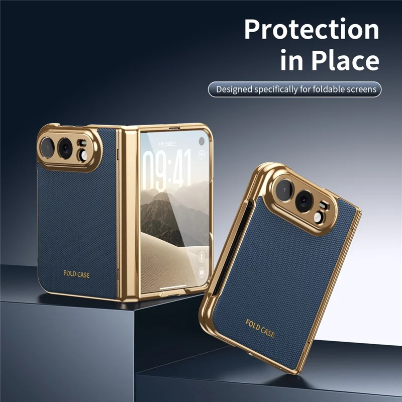 For iPhone Duo Case PU Leather Coated PC Phone Cover with Tempered Glass Screen Protector - Blue