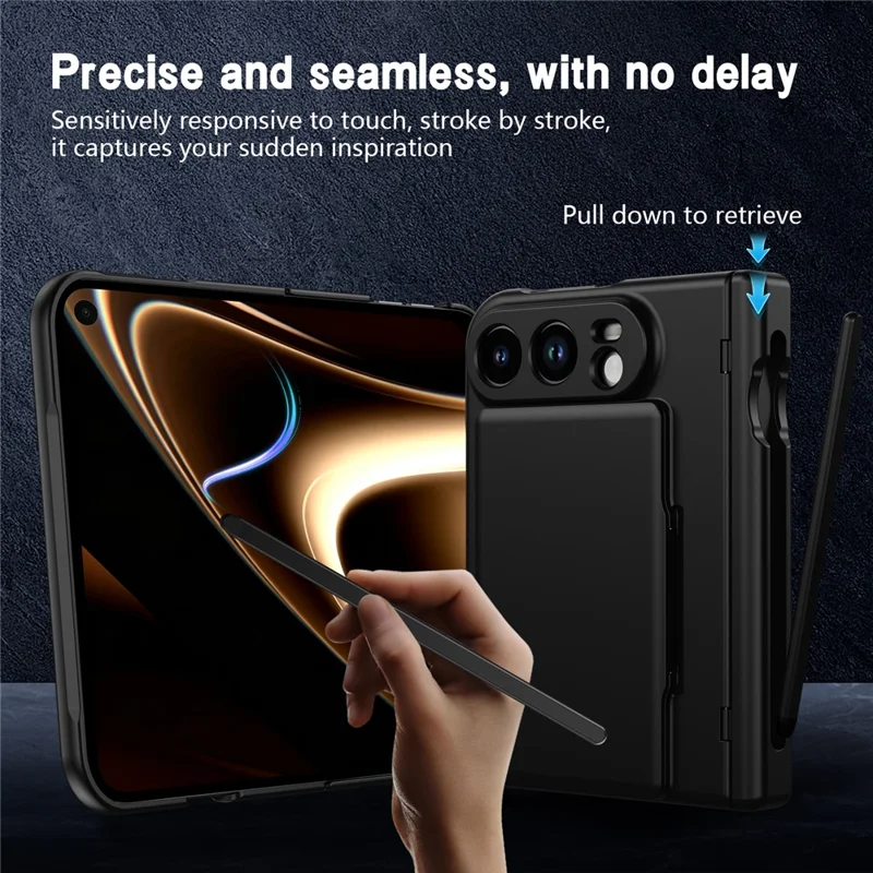 For iPhone Duo Case Hard PC Phone Cover with Card Holder Screen Protector - Black