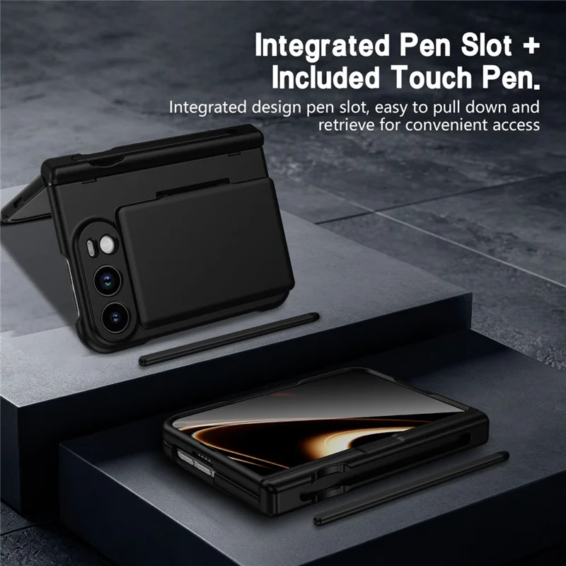 For iPhone Duo Case Hard PC Phone Cover with Card Holder Screen Protector - Black