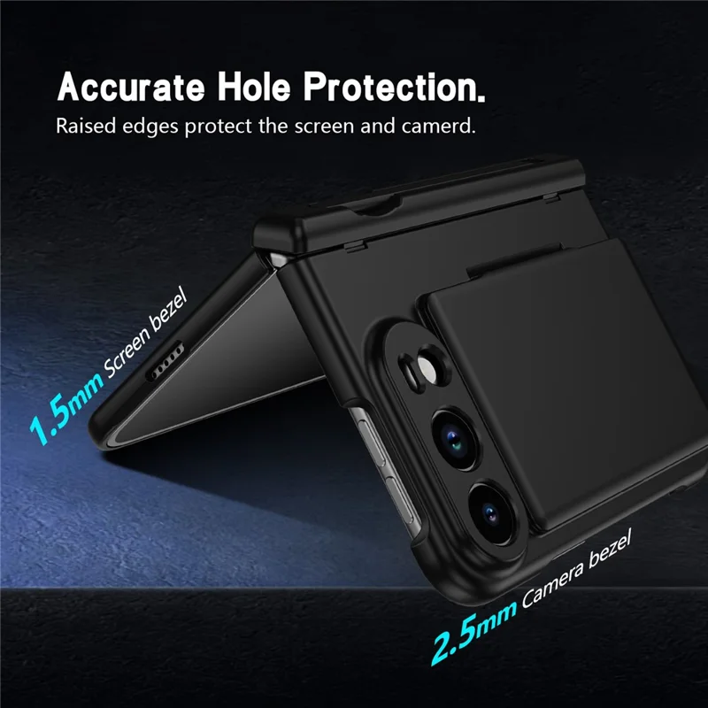 For iPhone Duo Case Hard PC Phone Cover with Card Holder Screen Protector - Black
