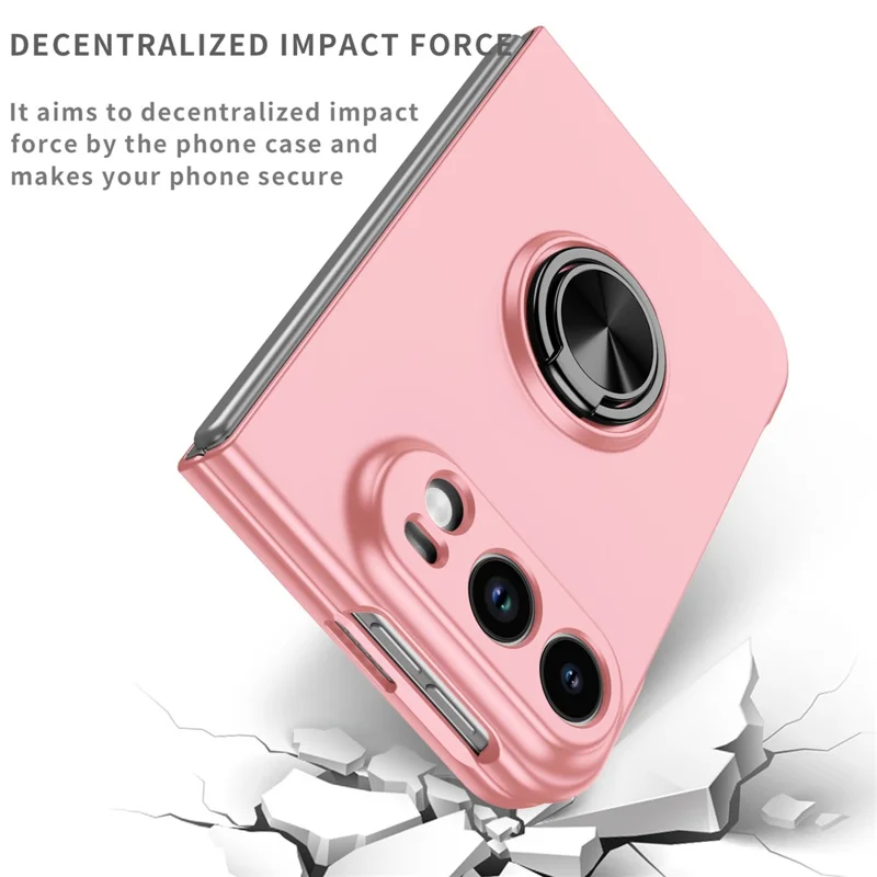 For iPhone Duo Case Rotatable Ring Kickstand Hard PC Phone Cover - Pink