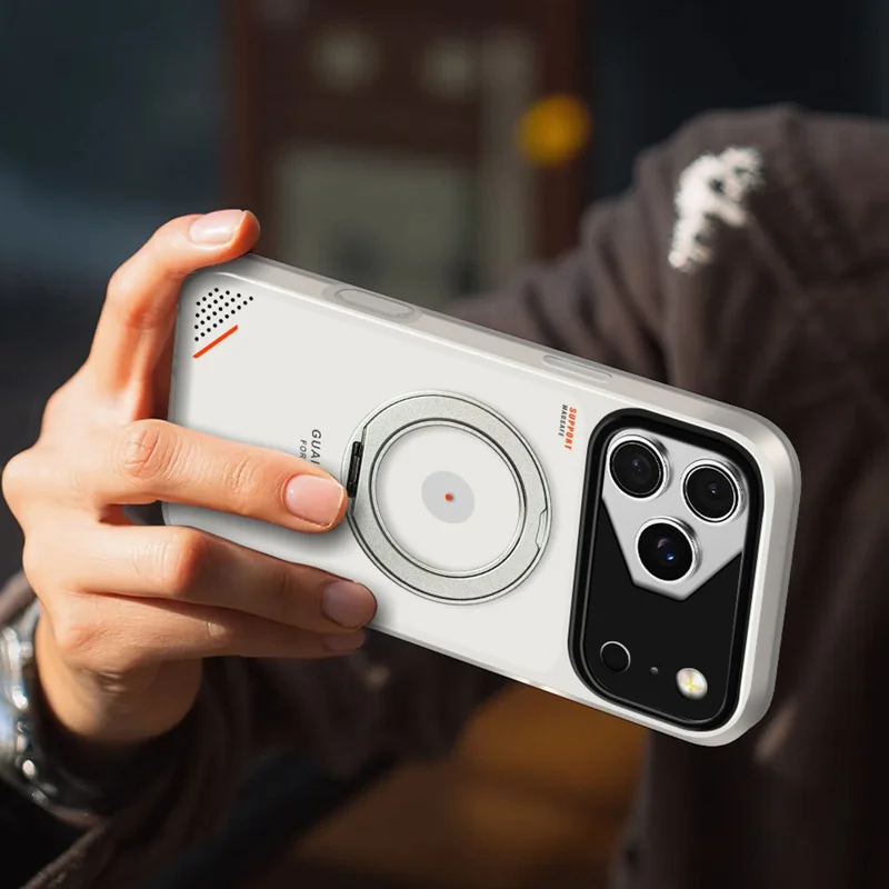 Capa PAIKA para iPhone 18 Pro Max / 17 Pro Max com Suporte Giratório Capa Mate em PC + TPU - Branco