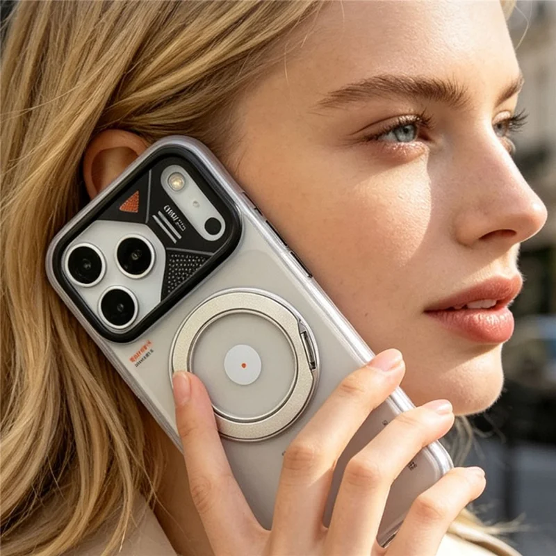 PAIKA for iPhone 18 Pro / 17 Pro Case Rotating Kickstand PC + TPU Matte Phone Cover - White