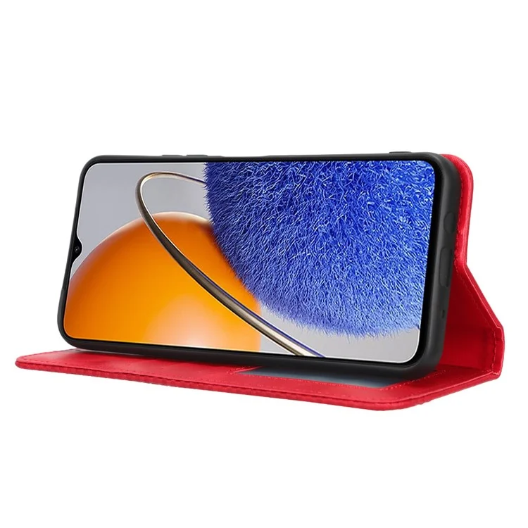 Capa de Celular Protetora Para Huawei Nova Y61 4G / Desfrute de 50z 4G Stand Stand Retro Textura Padrão Impresso PU Couro Magnetic Auto Fechamento Auto Tampa do Telefone - Vermelho