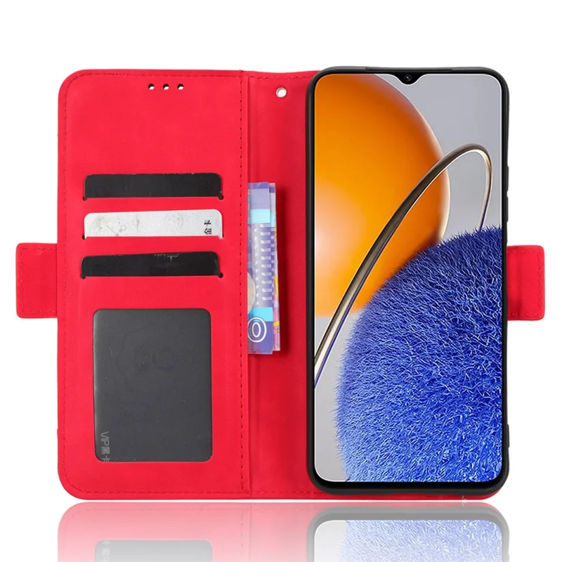 For Huawei nova Y61 4G / Enjoy 50z 4G PU Leather Magnetic Closure Wallet Flip Cover Multiple Card Slots Stand Drop-proof Phone Case - Red