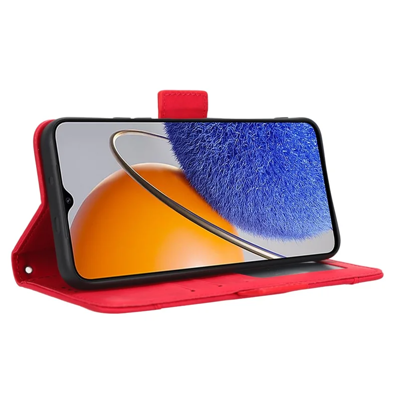 For Huawei nova Y61 4G / Enjoy 50z 4G PU Leather Magnetic Closure Wallet Flip Cover Multiple Card Slots Stand Drop-proof Phone Case - Red