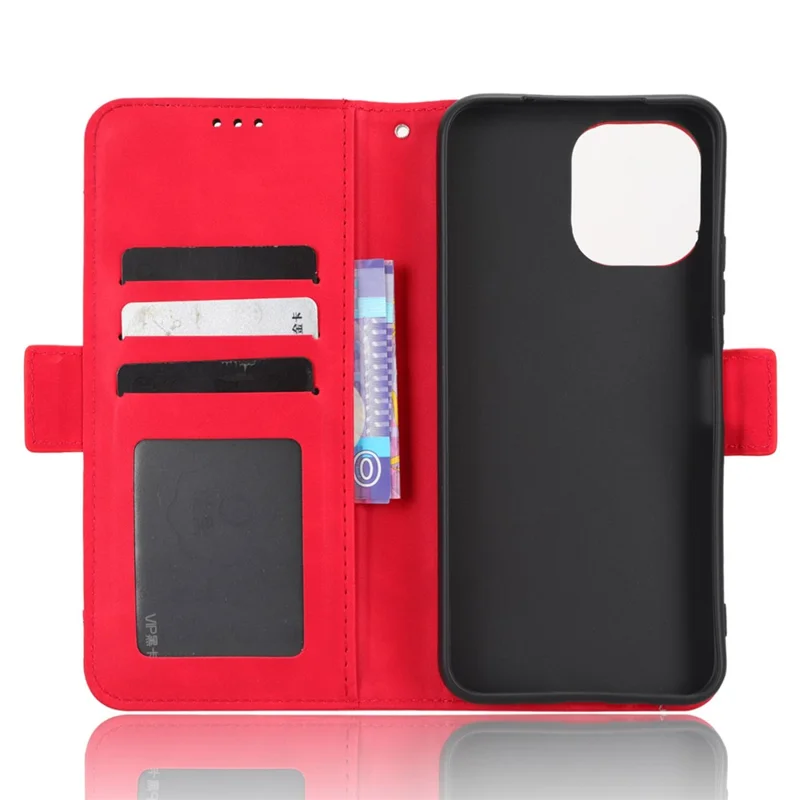 For Huawei nova Y61 4G / Enjoy 50z 4G PU Leather Magnetic Closure Wallet Flip Cover Multiple Card Slots Stand Drop-proof Phone Case - Red