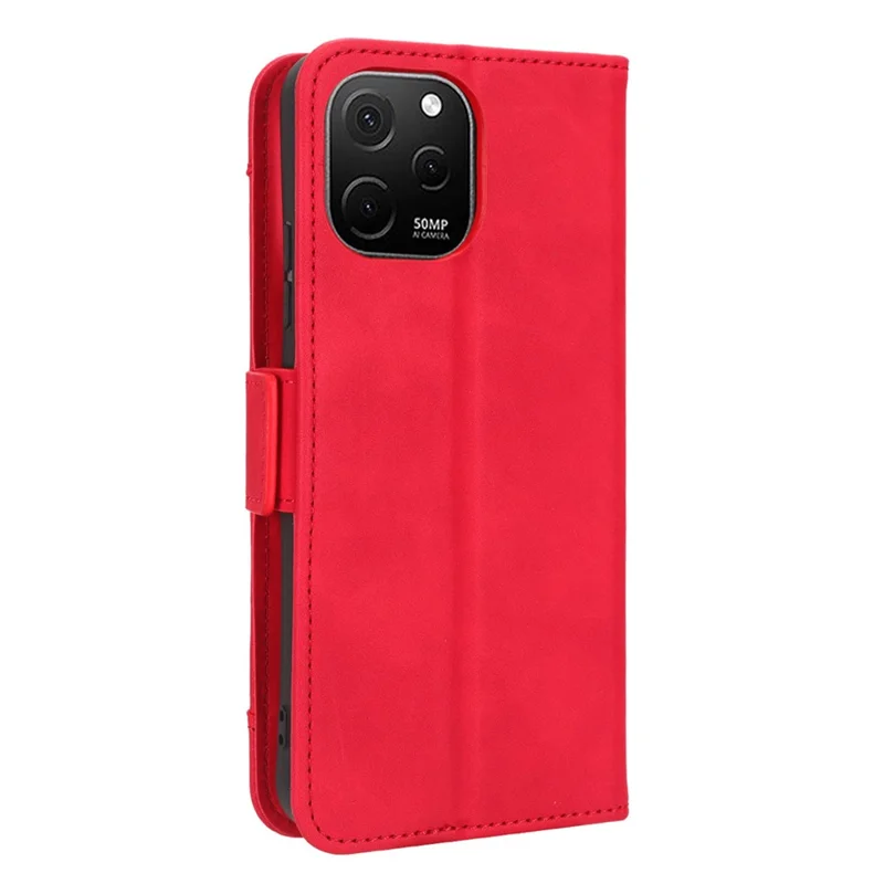 For Huawei nova Y61 4G / Enjoy 50z 4G PU Leather Magnetic Closure Wallet Flip Cover Multiple Card Slots Stand Drop-proof Phone Case - Red