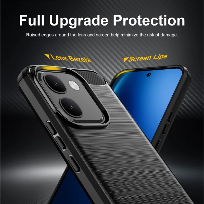 For vivo V80 Lite 5G TPU Case Protective Phone Cover Carbon Fiber Texture Brushed - Black
