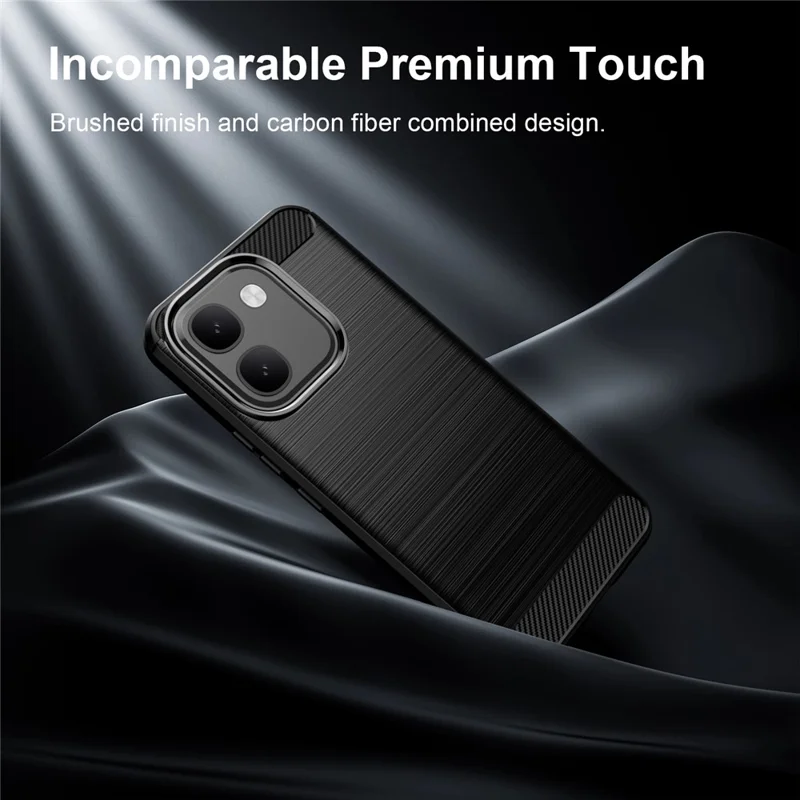 For vivo V80 Lite 5G TPU Case Protective Phone Cover Carbon Fiber Texture Brushed - Black