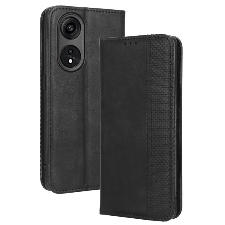 Para Oppo A1 Pro 5G Anti-queda da Caixa de Celular da Textura Retrô Padrão Impressa Patter - Preto