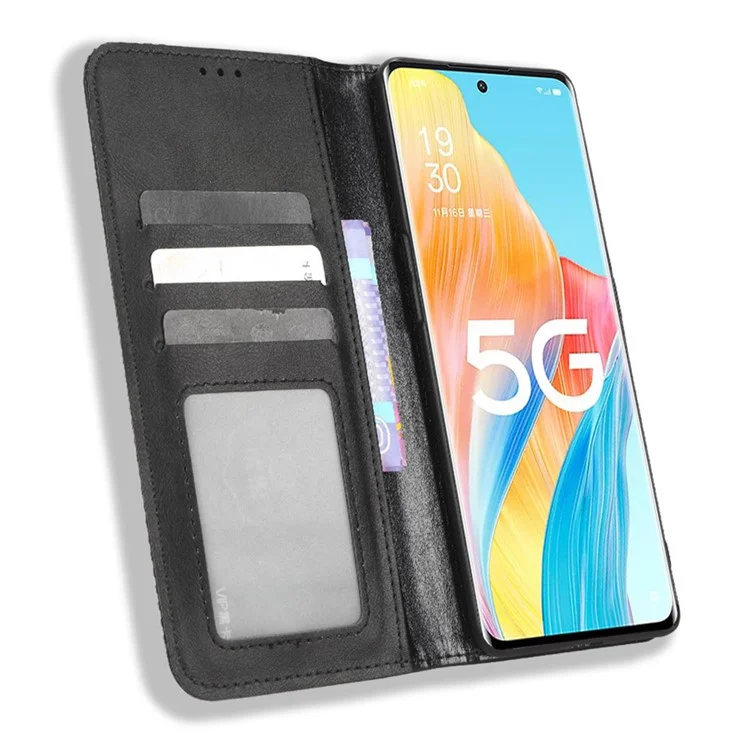 Para Oppo A1 Pro 5G Anti-queda da Caixa de Celular da Textura Retrô Padrão Impressa Patter - Preto