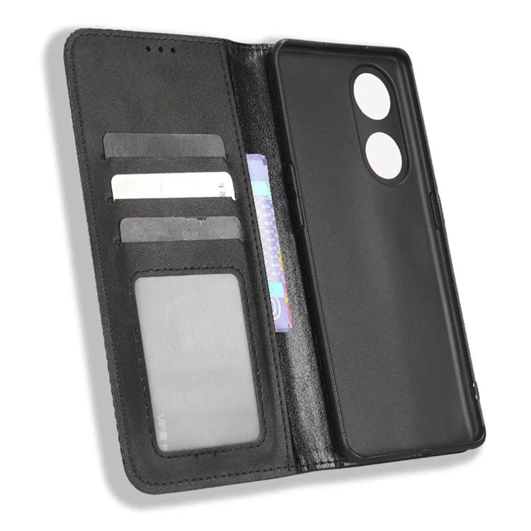 Para Oppo A1 Pro 5G Anti-queda da Caixa de Celular da Textura Retrô Padrão Impressa Patter - Preto
