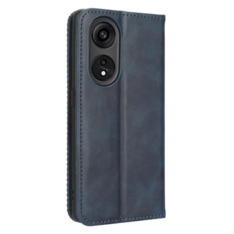 For Oppo A1 Pro 5G / Reno8 T 5G Anti-fall Mobile Phone Case Retro Texture Imprinted Pattern PU Leather Magnetic Auto Closing Flip Wallet Cover - Blue