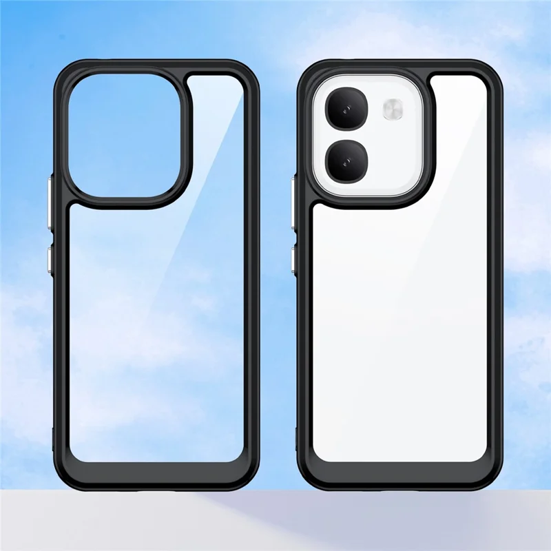 For vivo V80 Lite 5G Phone Case TPU + Acrylic Protective Clear Phone Cover - Black