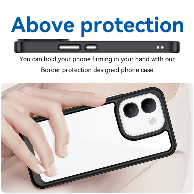For vivo V80 Lite 5G Phone Case TPU + Acrylic Protective Clear Phone Cover - Black