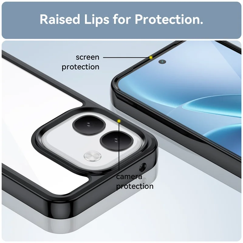 For vivo V80 Lite 5G Phone Case TPU + Acrylic Protective Clear Phone Cover - Black