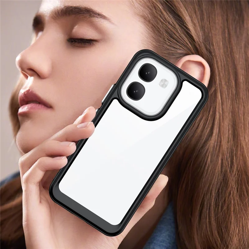 For vivo V80 Lite 5G Phone Case TPU + Acrylic Protective Clear Phone Cover - Black