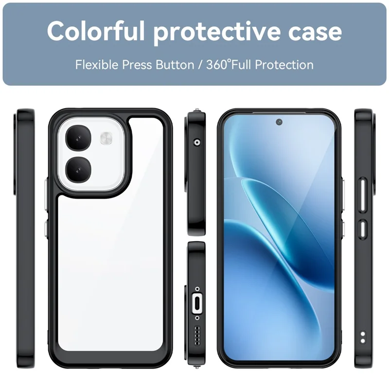 For vivo V80 Lite 5G Phone Case TPU + Acrylic Protective Clear Phone Cover - Black