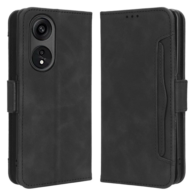 Para Oppo A1 Pro 5G / Reno8 T 5G Funda de Teléfono de Piel de PU con Múltiples Ranuras para Tarjetas Magnéticas a Prueba de Golpes con Tapa Plegable y Soporte de Cartera - Negro