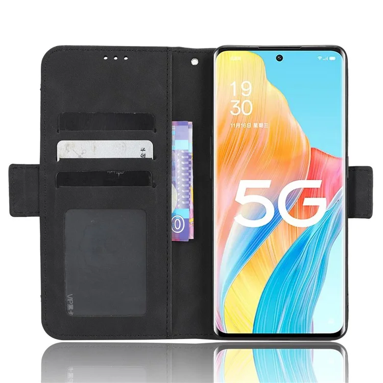 Para Oppo A1 Pro 5G / Reno8 T 5G Funda de Teléfono de Piel de PU con Múltiples Ranuras para Tarjetas Magnéticas a Prueba de Golpes con Tapa Plegable y Soporte de Cartera - Negro