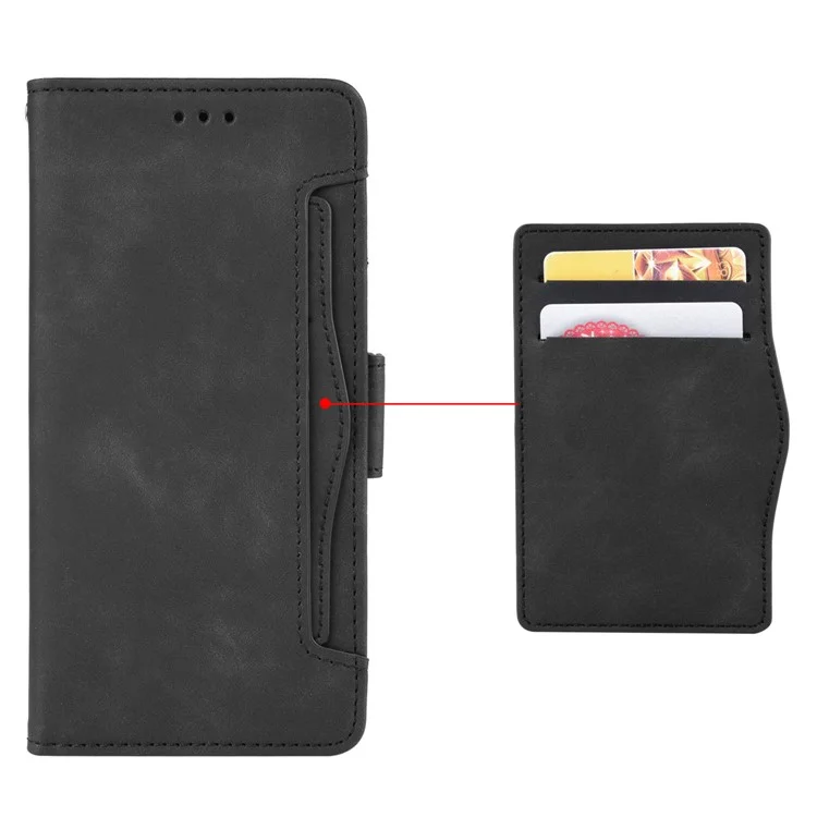 Para Oppo A1 Pro 5G / Reno8 T 5G Funda de Teléfono de Piel de PU con Múltiples Ranuras para Tarjetas Magnéticas a Prueba de Golpes con Tapa Plegable y Soporte de Cartera - Negro
