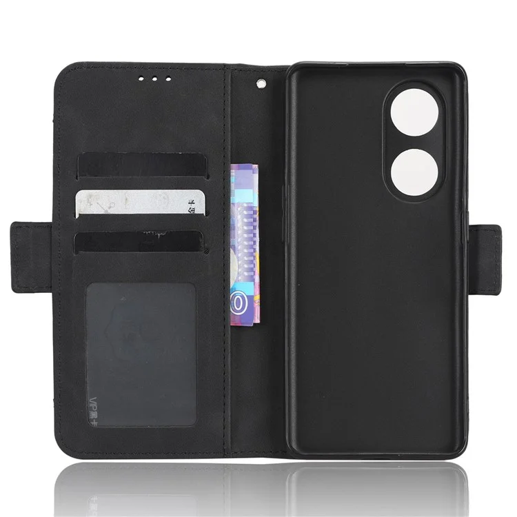 Para Oppo A1 Pro 5G / Reno8 T 5G Funda de Teléfono de Piel de PU con Múltiples Ranuras para Tarjetas Magnéticas a Prueba de Golpes con Tapa Plegable y Soporte de Cartera - Negro