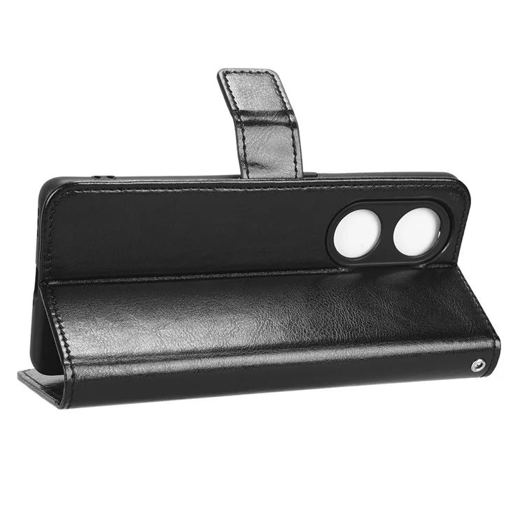 Para Oppo A1 Pro 5G Anti-Drop Telephone Phone Texture Texture PU Cuero de Cuero Soporte de Protección Completa Cubierta de Teléfono Con Correa - Negro
