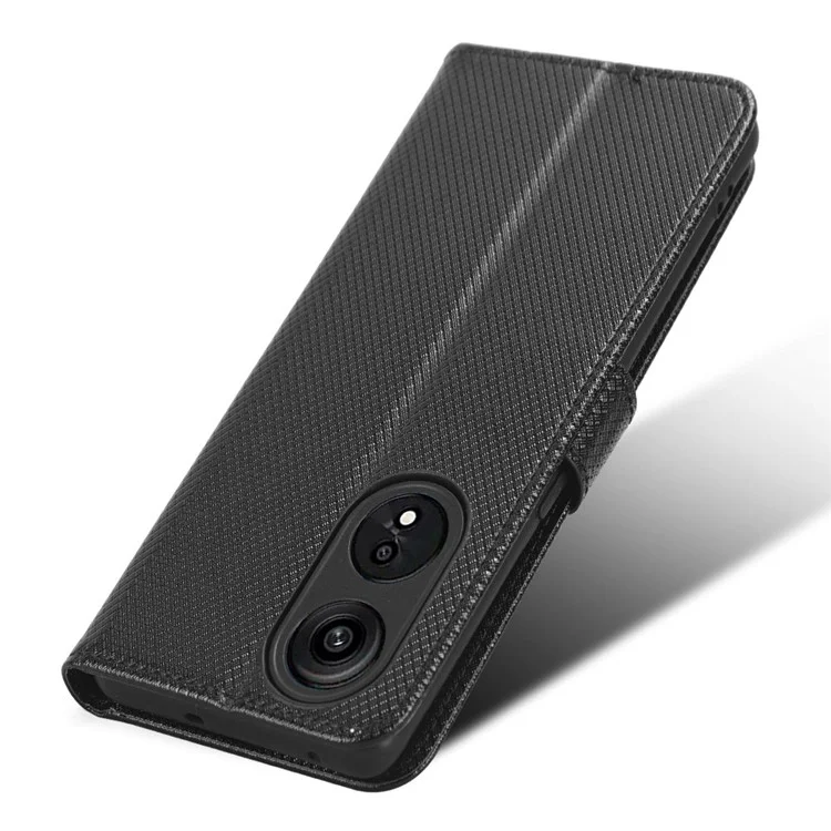 Para Oppo A1 Pro 5G Diamond Textura PU Caelo Capelo de Capelo Anti-raco Stand Dolho Stand Stand Staplet Smartphone Tampa de Smartphone - Preto